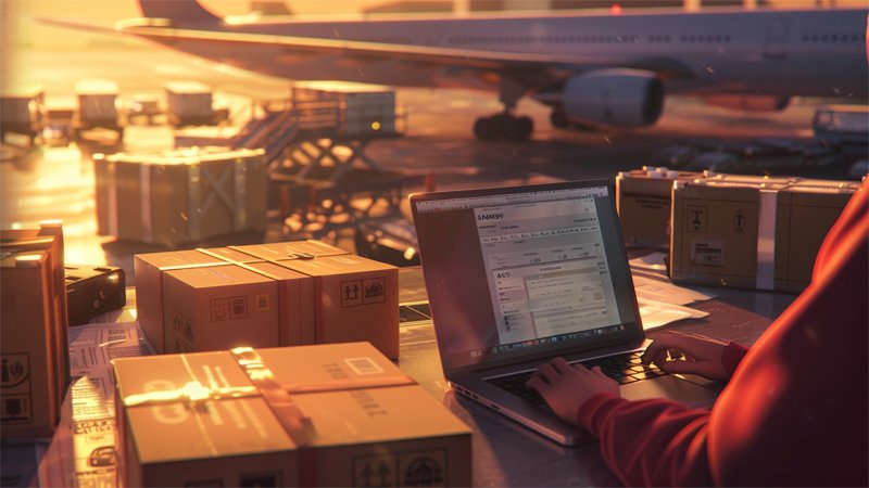 alt="A person works at a freight port"